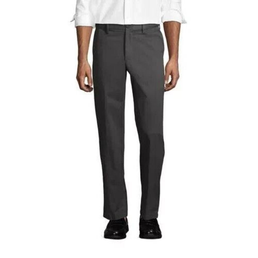 Lands' End Mens Slim Fit Comfort-First Chino‎ Pants Charcoal Size 37x32